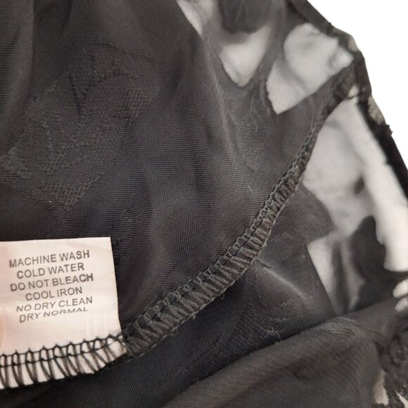 Jon & Anna Black Sheer Floral Burnout Blouse Large Long Sleeve Button-Up Shirt - Picture 6 of 6